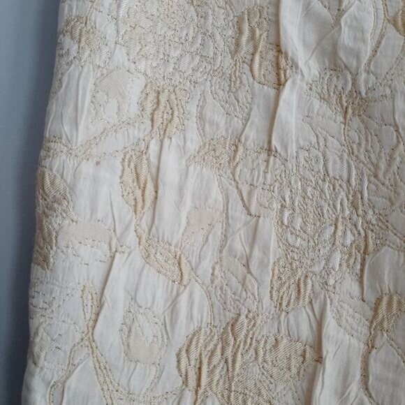 BELLESSA | Floral Jacquard Brocade Crop Ankle Dress Pants Light Cream 14 Flawed - Picture 10 of 16